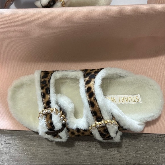 Stuart Weitzman Piper Chill Slide Sandals Cheetah CalfHair Fur New NWT - Picture 13 of 13